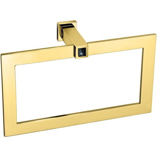 AGM Home Store Moonlight Rectangular Towel Ring Holder With Swarovski, Gold
