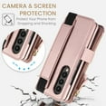 thumbnail image 5 of Allytechgroup for Samsung Galaxy Z Fold 4 Case Wallet, 6 Cards Slots Cash Zipper Pocket S Pen Holder Hand Strap Wrist Flip Cover Protective Phone Case Cover for Samsung Galaxy Z Fold 4,Rosegold, 5 of 7