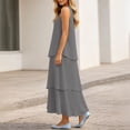 thumbnail image 5 of Women's Dress Sleeveless Fashion Women Solid Tiered Chiffon Casual Flowy A-Line Maxi Dress Gray M, 5 of 8
