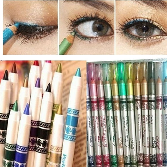 New Glitter Lip liner Eye Shadow Eyeliner Pen Makeup Cosmetic Sets 12 Colors/ Set