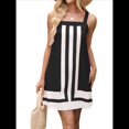 thumbnail image 3 of Vestido Mini de Rayas para Mujer, Estilo Bohemio, con Tirantes, para Verano, Ideal para la Playa. Negro S, 3 of 10
