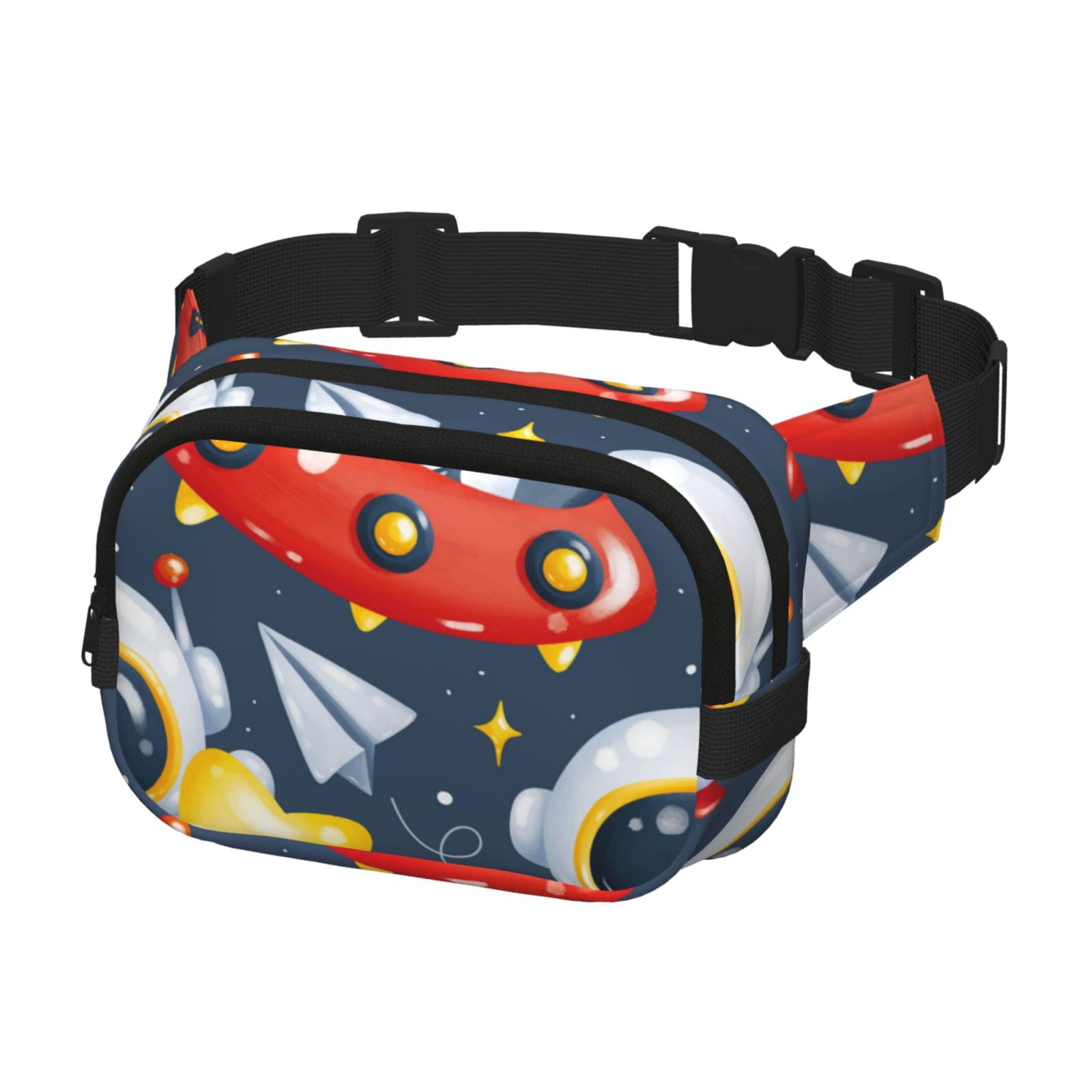 Picia Astronaut And Space Print Square Double-Layer Waist Bag Mini Adjustable Waist Belt Bag Exercise Running Travel Hiking