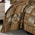 3 Piece Animal Print Bedspread Leopard Zebra Cheetah Printed Quilt Set Jungle Rustic Cabin Theme