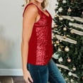 thumbnail image 5 of JGGSPWM Women's Sequined Sleeveless V-Neck Top Summer Casual Blouse Red 2XL, 5 of 9