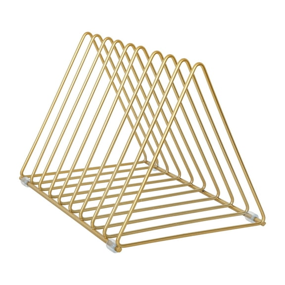 Martha Stewart Ryder Gold Metal 9 Slot Triangle Magazine File Holder, Desktop Organizer Sorter