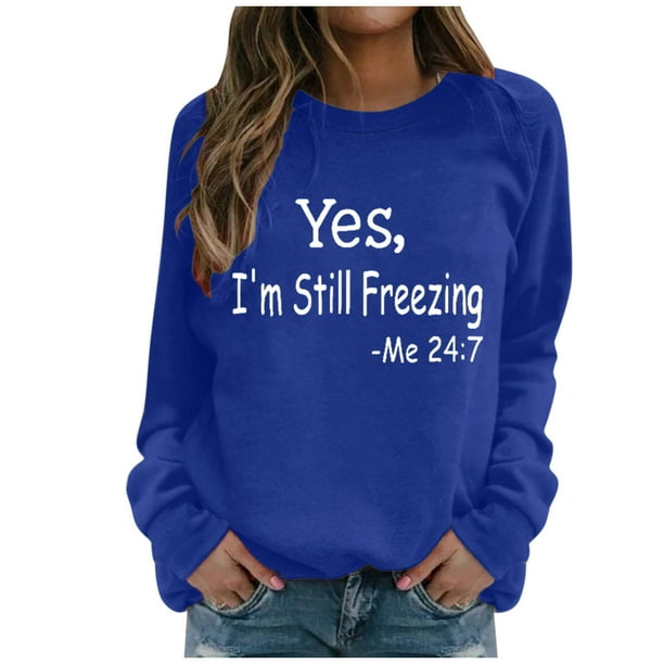 Gibobby Divertidas Sudaderas Sudadera de para mujer, sudadera con capucha de manga larga con estampado de letras, blusa informal y con temperamento, (Azul, M)