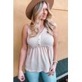 thumbnail image 4 of POGLIP Women's Apricot Waffle Knit Button Ruffled Casual Tank, 4 of 6