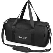BALEINE Duffle Bag for Sports, Gym, Overnight and Weekend Getaway. Waterproof Dufflebag with Shoe and Wet Clothes Compartments. Lightweight Carryon Sized Gymbag, Weekender Travel Bag (Black)