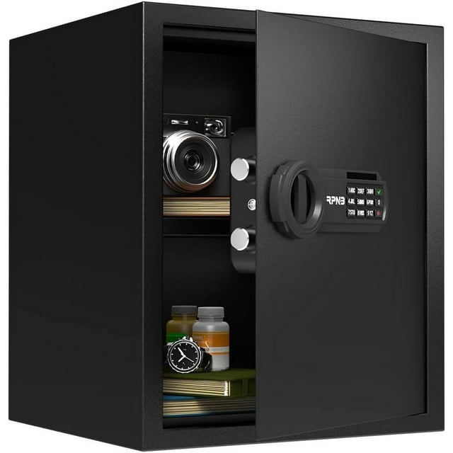 Deluxe and Lock Box Money Box Digital Keypad Box Steel Alloy Drop Keypad Lock Perfect for Home Office Hotel Jewelry Gun Cash Use Storage Cubic Feet