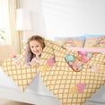 thumbnail image 3 of Manfei Lovely Letter A Twin Comforter Sets,Sweet Ice Cream Bedding Set,Yellow,Pink Reversible,2pcs,1 Comforter and 1 Pillowcase, 3 of 7