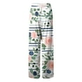 thumbnail image 4 of felwors Women Summer Boho Palazzo Pants High Waist Wide Leg Floral Casual Cotton Lounge Trousers with Pockets White, XL, 4 of 7