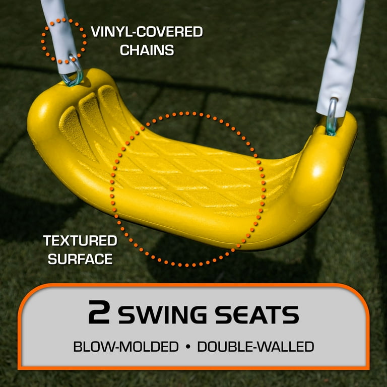 TSC Reese Galvanized Metal Swing Set with 2 Seats, 5-ft Slide & 4