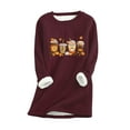 thumbnail image 2 of Chandail en Molleton pour Femmes Col Rond Poche Épaissi Peluche Chaud Manches Longues Hauts Halloween Col Rond Chandail en Molleton en Liquidation, 2 of 4