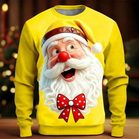Santa Ugly Christmas Sweaters Men Women 2025 Funny Santa Christmas Sweatshirts Couple Crewneck 3D Print Xmas Holiday Pullover Shirt