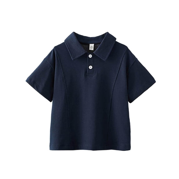 Guluxicc Kids Boys Golf Shirts Collared Short Sleeve Tops Solid Color Contrast Collar Casual Summer Breathable T Shirts