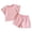 Pink, variant on IFNWSV Toddler Outfits for Girls Solid Color Stripe Knitted Short Sleeve Round Neck Top with Regular Short Pants Black 2-3 Years