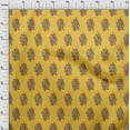 thumbnail image 3 of oneOone Cotton Silk Yellow Fabric Leaves & Floral Block Sewing Material Print Fabric By The Yard 42 Inch Wide, 3 of 4