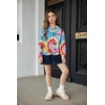 thumbnail image 4 of Oudiya Hoodies for Teen Girls Twist Front Tie Dye Hooded Sweatshirt Casual Long Sleeve Tops Clothes for 5-13 Years, 4 of 6