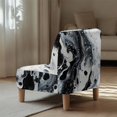 thumbnail image 4 of ZIATUBLES Small Armless Slipper Accent Chair Cover Stretch Soft Sofa Slipcover Removable Non-Slip Couch Covers Modern Sofa Furniture Protector Cover for Living Room, White Black Fluid Pattern Marble, 4 of 7