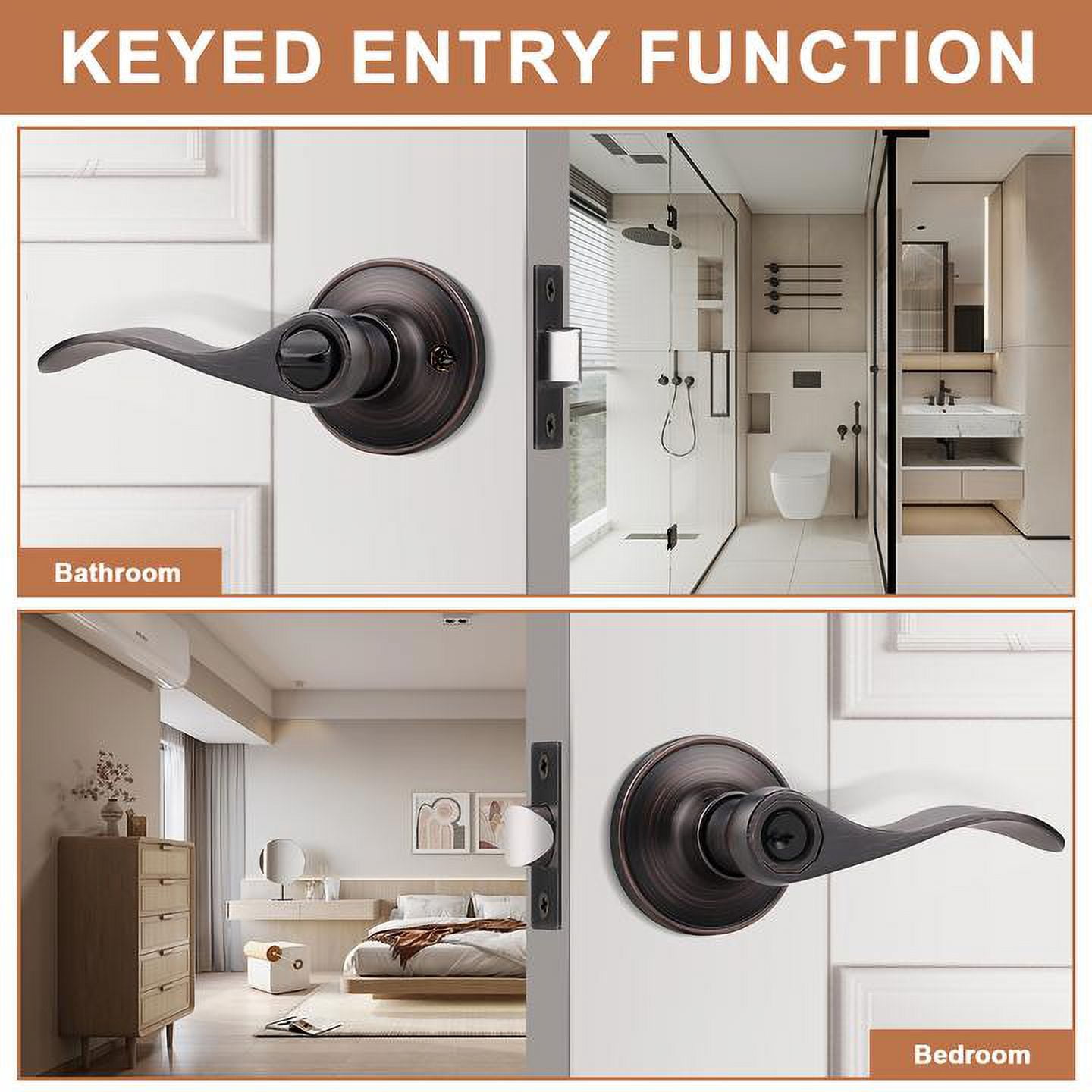 KNOBWELL 4 Pack Exterior Entry Door Knobs With Keys - Matte Black Locking Door Knobs For Bedroom, Bathroom - View #2