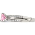 thumbnail image 3 of Sterling Silver Pink & Clear Cz Ring (Size 7) Made In China qr7048-7, 3 of 5