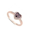 thumbnail image 4 of CHOOSE YOUR COLOR Rose Gold-Tone Champagne CZ Heart Promise Ring Sterling Silver Band Orange Female Size 6, 4 of 4