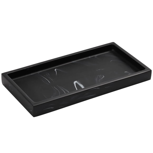 Bandeja de tocador Luxspire de resina para baño, tocador, joyería, tinta negra