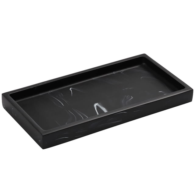 Bandeja de tocador Luxspire de resina para baño, tocador, joyería, tinta negra