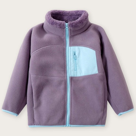 PiGOGI Kids Fashion Long Sleeve Zip Coat with Pockets Warm Casual Outerwear for Boys and Girls School Travel Party Purple 14-15 Years