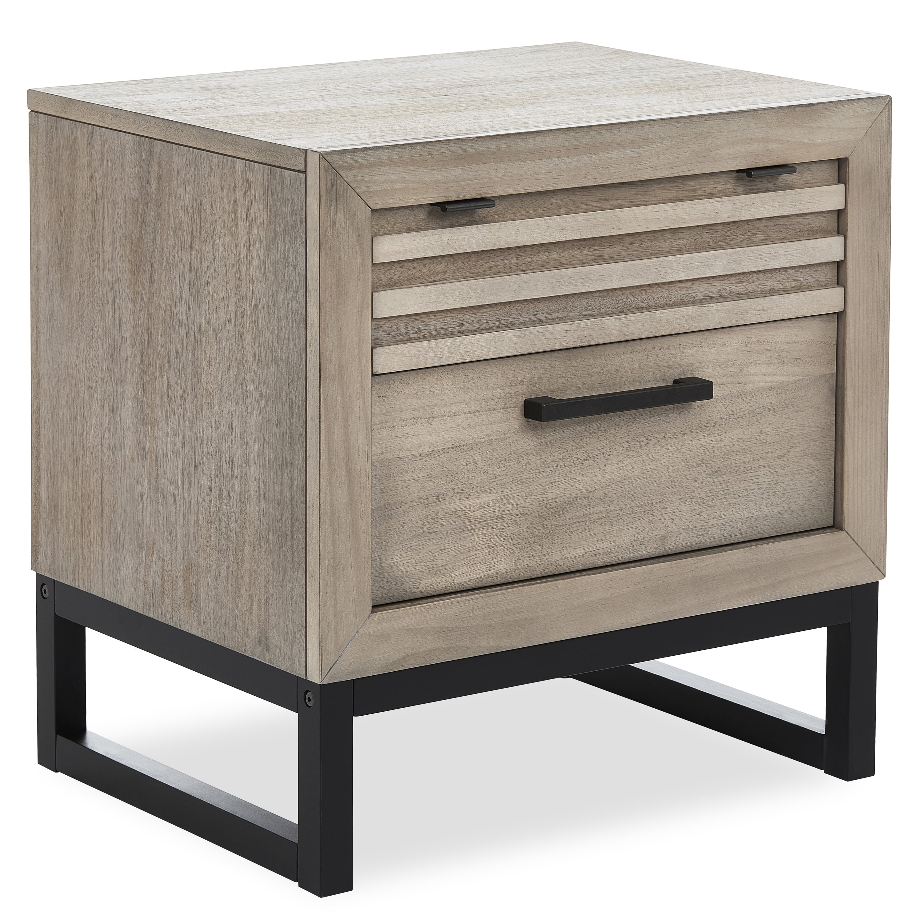 Evolur Kyoto Night Stand In Brown Stone, Spacious Drawers With Ball Bearing Glides