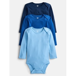 Wonder Nation Baby Boys' Long-Sleeve Bodysuit 3-Pack