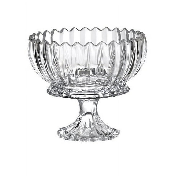 Serene Spaces Living Large Arctic Ice Glass Compote, 12.5" Diameter & 8" Tall