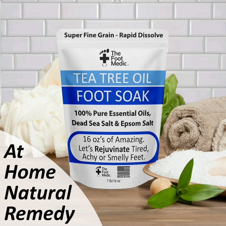 Tea Tree Oil Foot Soak with Epsom Salts for Soaking: for Smelly, Itchy  feet, Pedicure Foot Spa, Calluses, Bath Foot Care 16 oz The Foot Medic