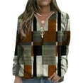 thumbnail image 4 of Aayomet Womens Sweatshirt Sweatshirts for Women Color Block Tops Shirts with Pocket,Coffee S, 4 of 4