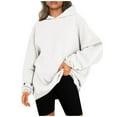 thumbnail image 2 of Xcmzpl Women's Hoodies Basic Solid Color Hooded Sweatshirt Holiday Pullover Tops Tunic Long Sleeve T-shirts Fall Clothes, 2 of 7