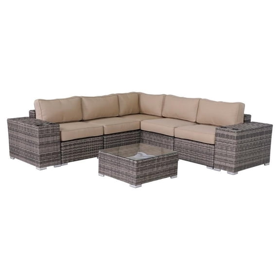 Living Source International 8-Piece Wicker Sectional Set in Gray and Brown