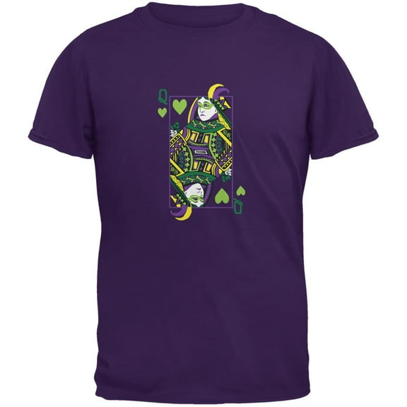 Mardi Gras Queen of Hearts Purple Adult T-Shirt - 2X-Large