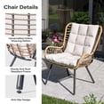 thumbnail image 2 of KAMEROUT 3 Piece Outdoor Bistro Set, Rattan Patio Furniture Set with Coffee Table & Beige Cushions for Lawn, Garden, Balcony, 2 of 6