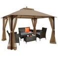 thumbnail image 3 of Topbuy 12'x 10'Octagonal Tent Outdoor Gazebo Canopy Shelter with Mosquito Netting Brown, 3 of 5