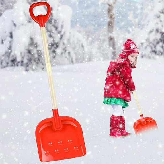 1Pcs Kids Snow Shovel Detachable Toddler Snow Shovels 22"-32" Small Wooden Snow Shovels with Scoop and D-Grip Handle Plastic Child Snow Shovel Red Winter Shovel for Outdoor Yard Garden Activities
