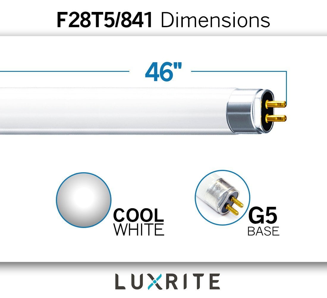 Luxrite F21T5/841 21W 3FT T5 Fluorescent Tube Light 4100K 1850lm G5 4-Pack