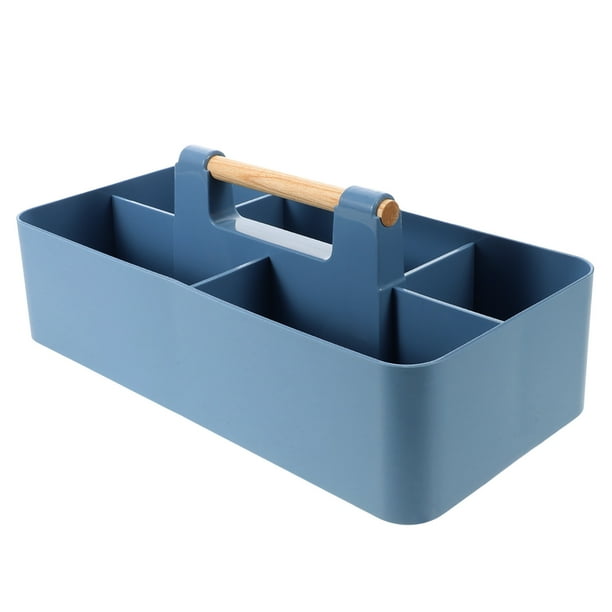 Caja de almacenamiento multiusos de escritorio con asa, contenedor dividido para dulces, refrigerios, maquillaje y artículos diversos, organizador de gran capacidad para el hogar y la oficina