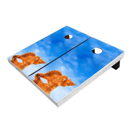 Skip's Garage Conch Shell Beach Solid Wood Cornhole Board Set