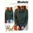 thumbnail image 6 of HUBERY Women Drawstring Heap Neck Long Sleeve Solid Color Pullover Top, 6 of 7