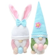 TOYFUNNY 2Pc Easter Gnome Doll Faceless Dwarf Decoration Ornaments Rabbit Plush Doll Rudolph Doll