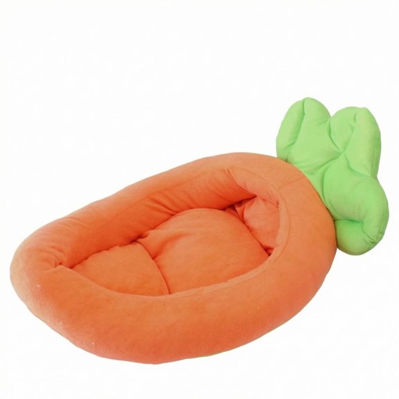 Fzaqwen Carrot Pet Cuddle Bed Detachable Dog Lounger with Cooling Mat Supportive Rounded Edge for Young Dogs Cats Indoor Use