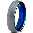 thumbnail image 1 of Charming Jewelers Tungsten Wedding Band Ring 4mm for Men Women Comfort Fit Blue Round Domed Brushed Lifetime Guarantee Size 10.5, 1 of 5