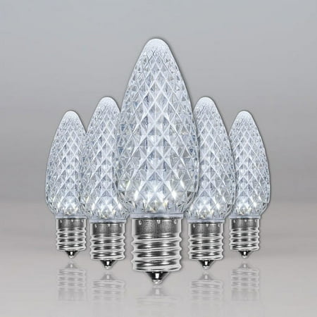 OptiCore C9 Shatterproof Cool White LED Christmas Lights Replacement Bulbs for String Lights Pack of 25 0.84W E17 Base