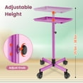 thumbnail image 2 of K-Salon Tray Cart, Premium Aluminum Tattoo Tray Rolling Trolley, Adjustable Height, Easy to Clean (Purple), 2 of 10