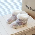 thumbnail image 4 of Botas de nieve para niños y mujeres, zapatos cálidos de algodón con forro polar, de cuero integrado, calzado para exteriores, novedad de invierno de 2023, 4 of 5